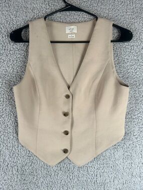 Wilfred Sleeveless Button Front Beige Vest Size 4